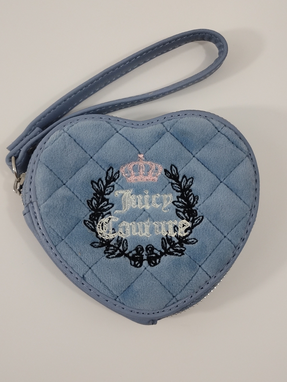 Juicy Couture Light Blue Quilted Heart Coin Pouch